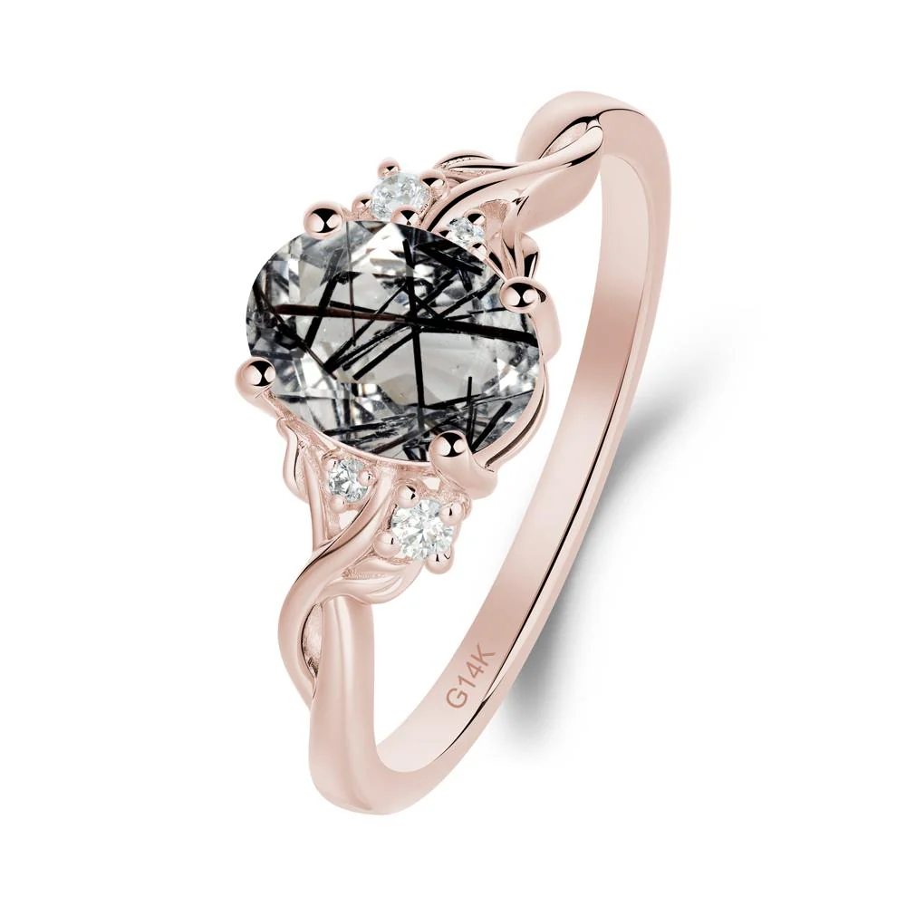 Leaf Inspired Twist Band Black Rutilated Quartz Ring - Image 3