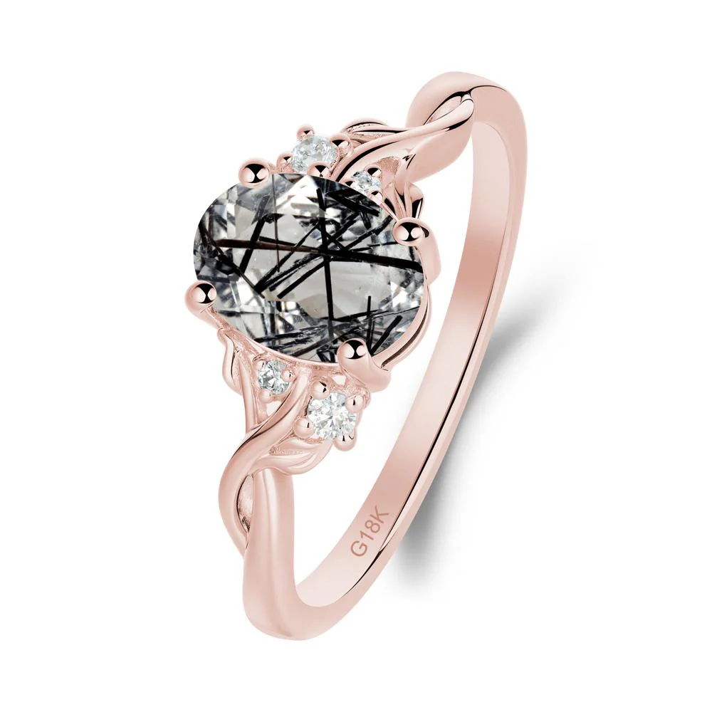 Leaf Inspired Twist Band Black Rutilated Quartz Ring - Image 6