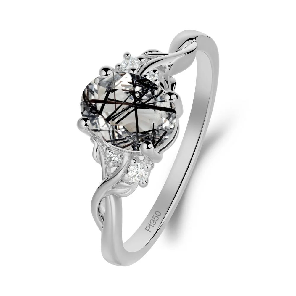 Leaf Inspired Twist Band Black Rutilated Quartz Ring - Image 9