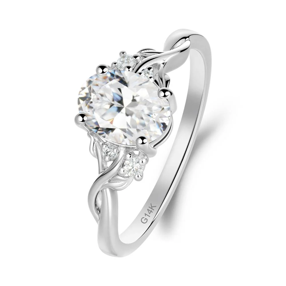 Leaf Inspired Twist Band Cubic Zirconia Ring - Image 2