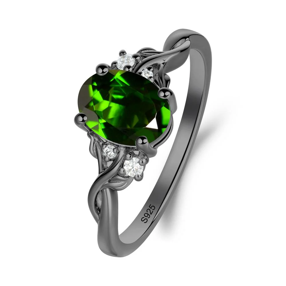 Leaf Inspired Twist Band Diopside Ring - Image 2