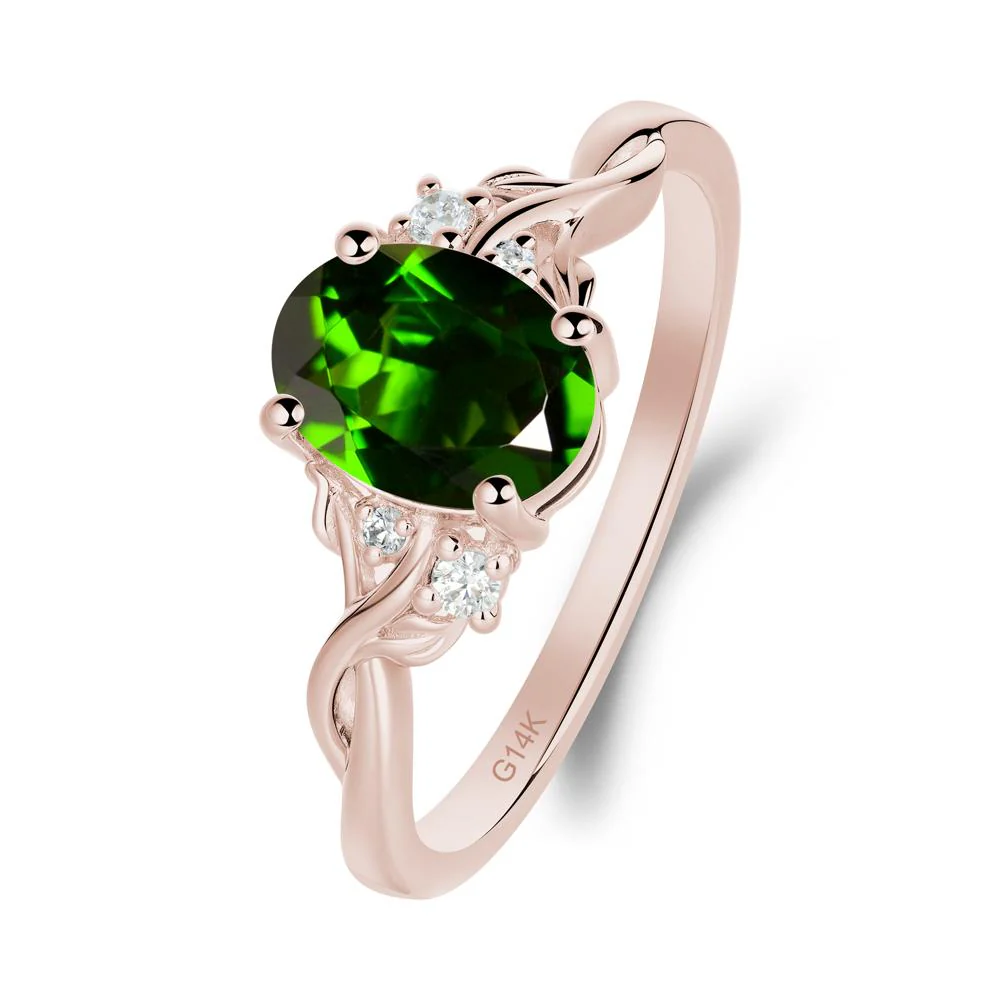 Leaf Inspired Twist Band Diopside Ring - Image 4