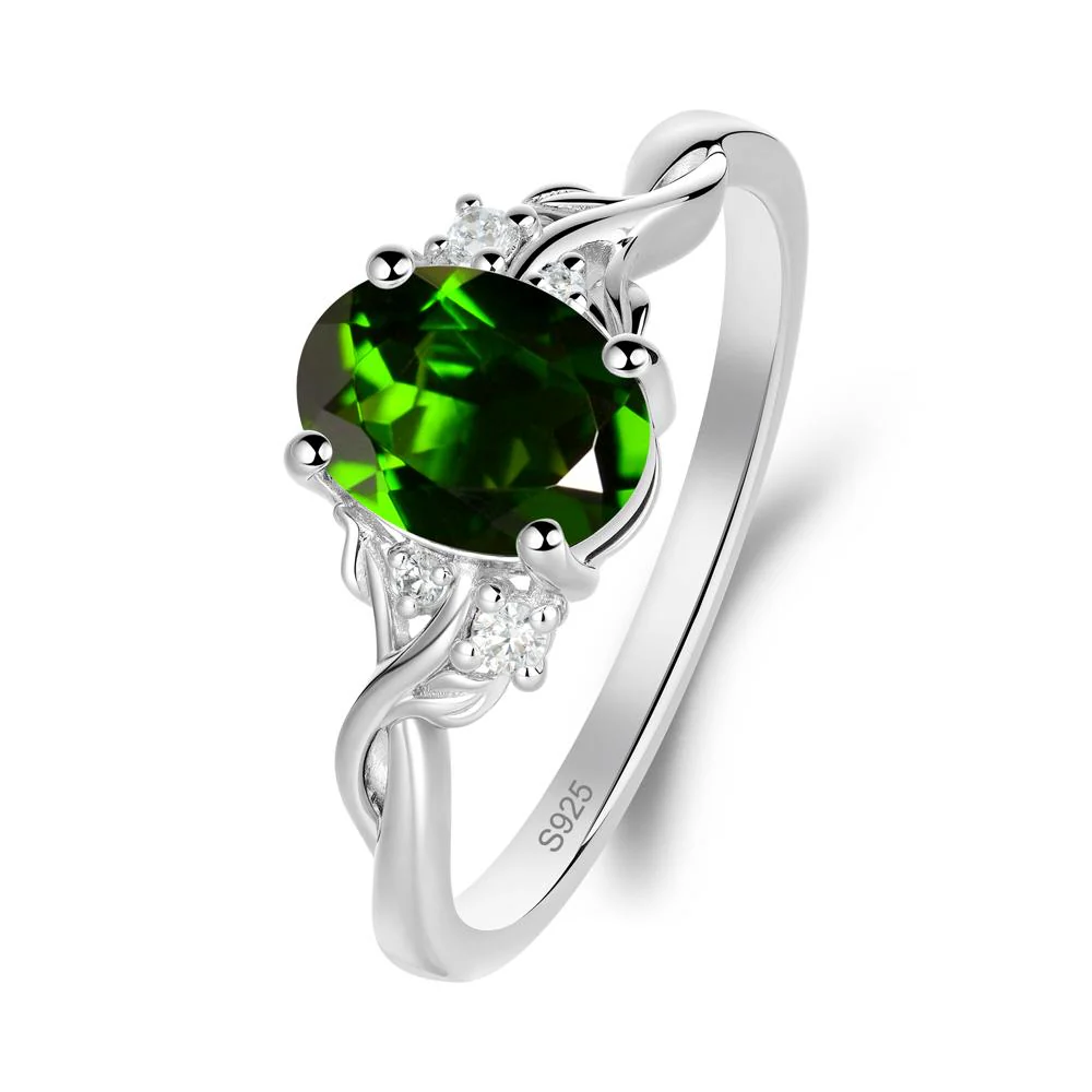 Leaf Inspired Twist Band Diopside Ring - Image 9