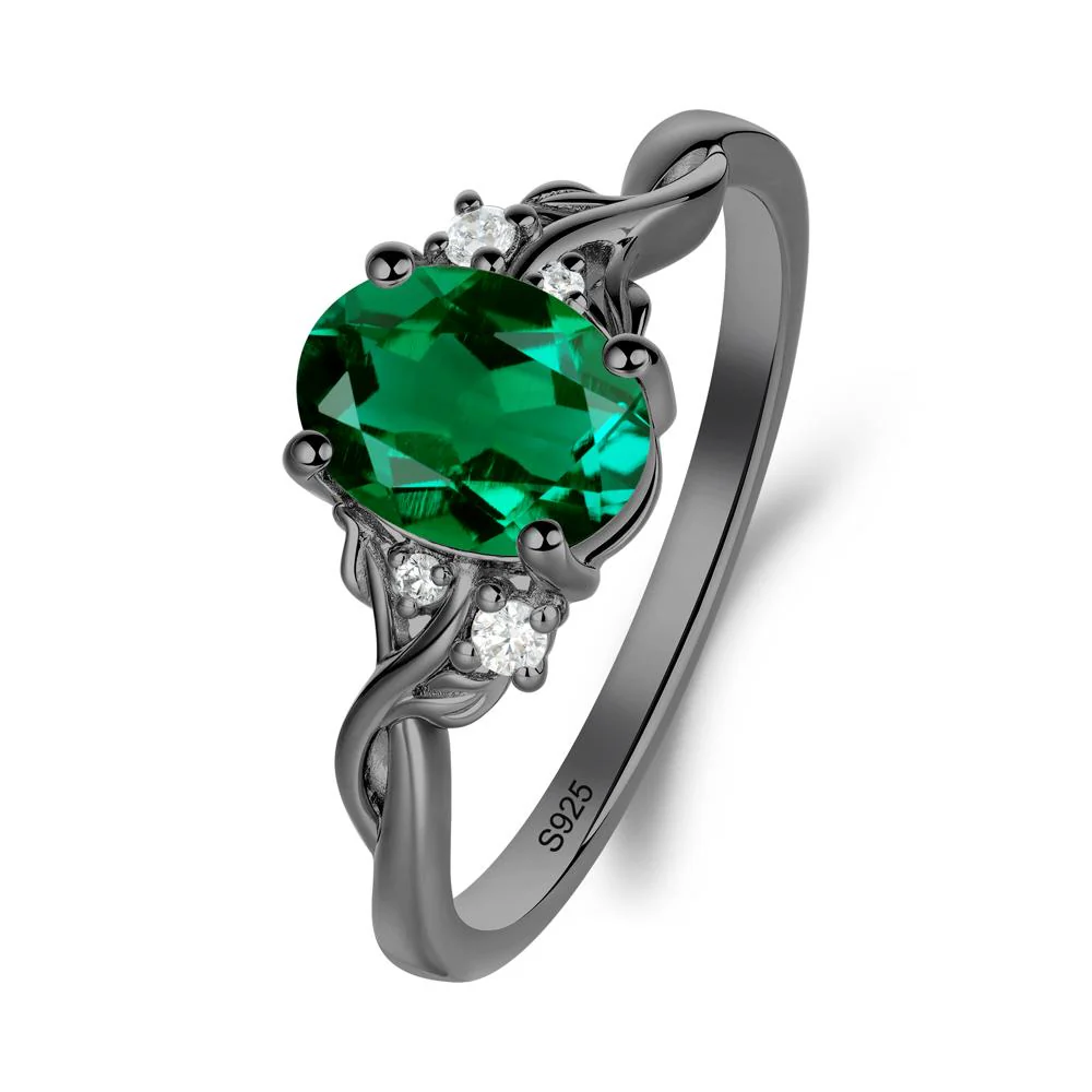 Leaf Inspired Twist Band Emerald Ring - Image 5