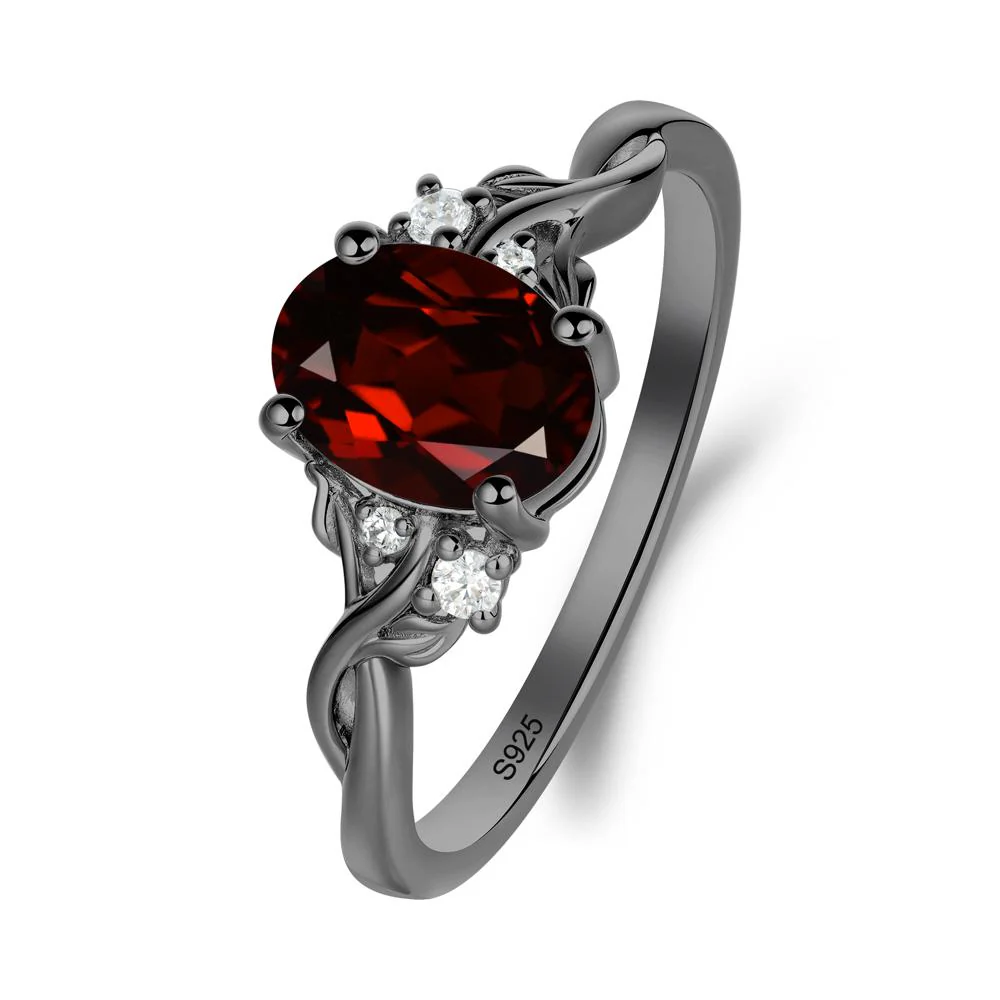 Leaf Inspired Twist Band Garnet Ring - Image 3