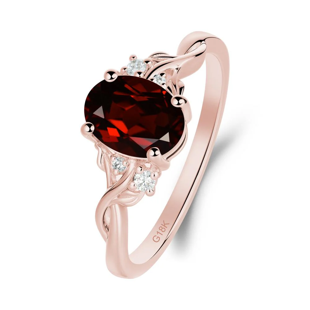Leaf Inspired Twist Band Garnet Ring - Image 4