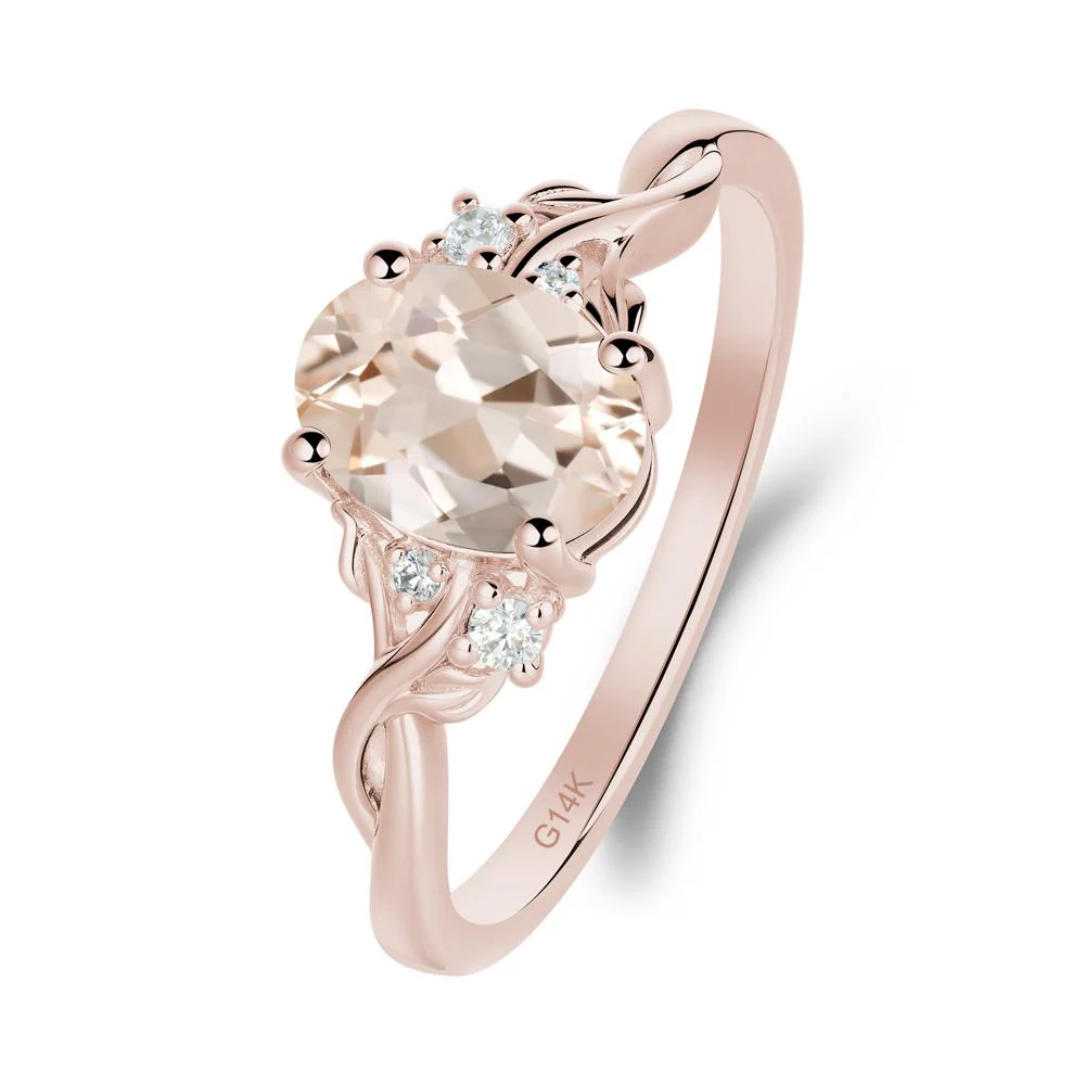 Leaf Inspired Twist Band Morganite Ring - Image 5