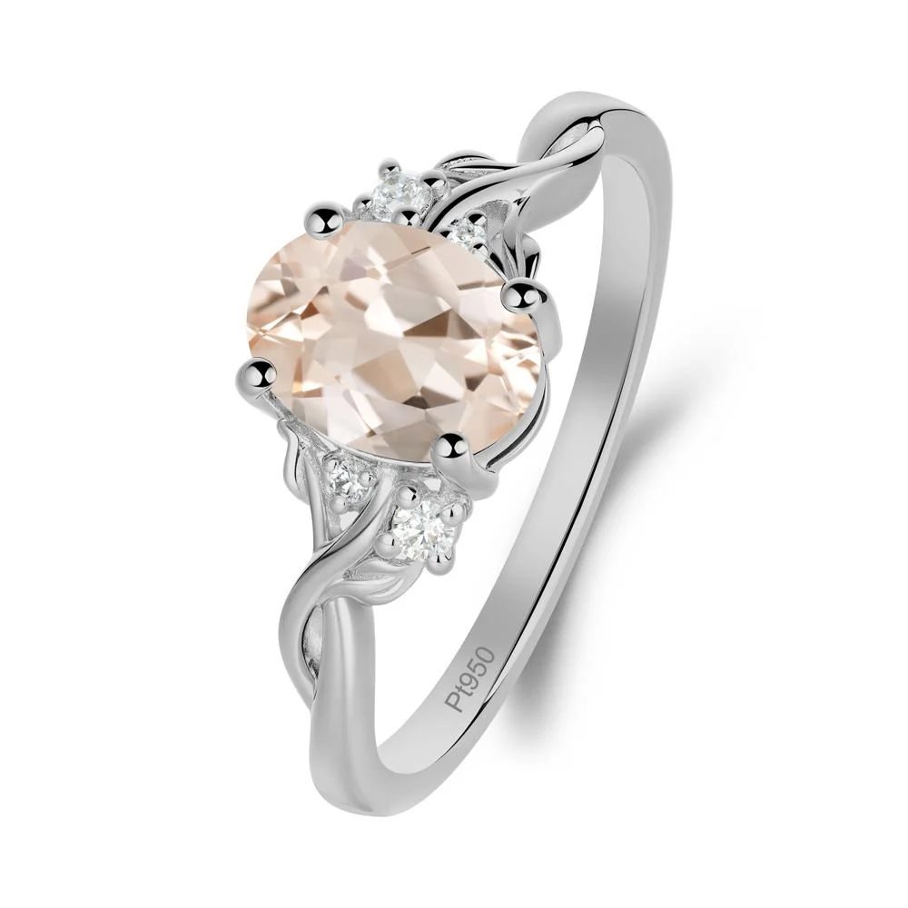 Leaf Inspired Twist Band Morganite Ring - Image 8