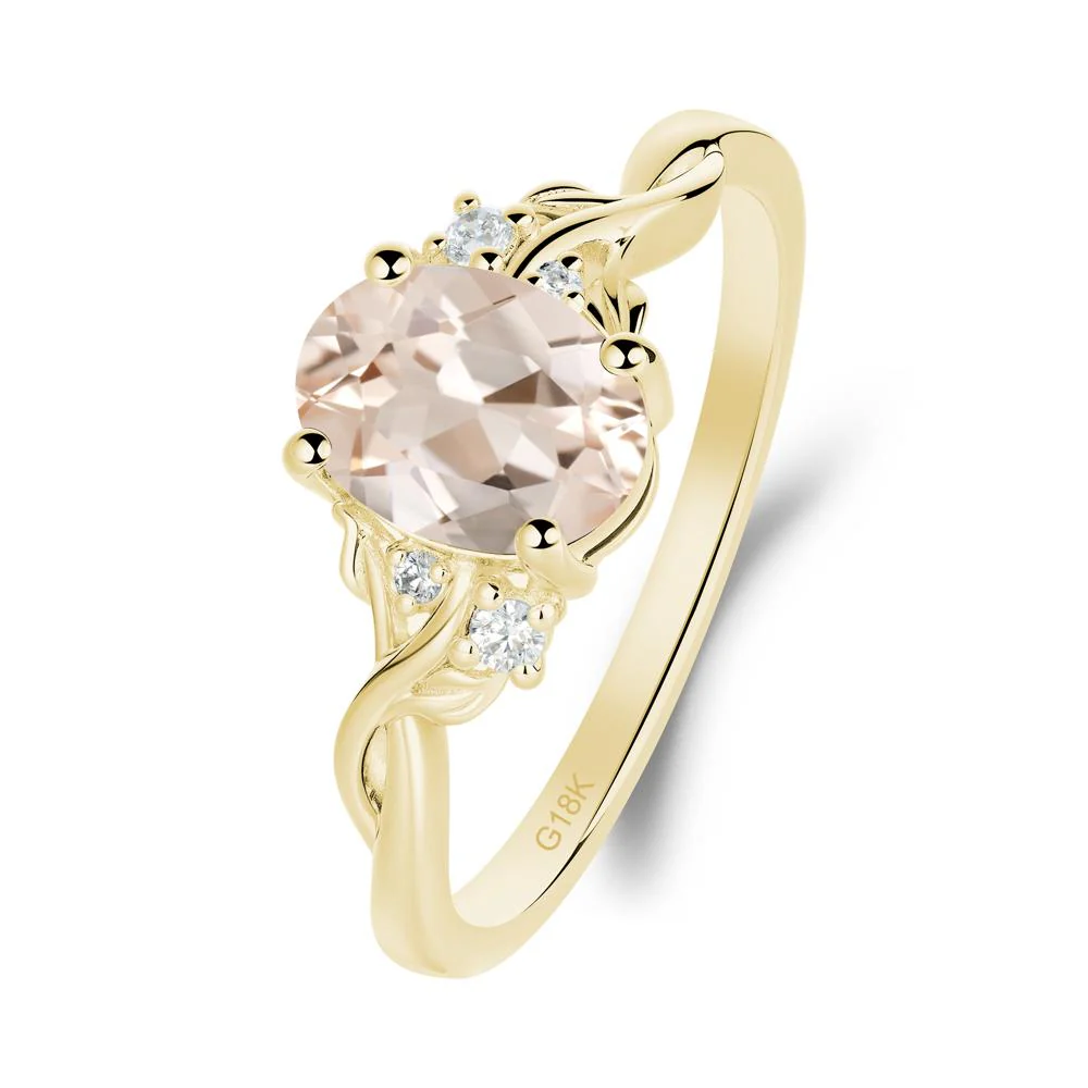 Leaf Inspired Twist Band Morganite Ring - Image 9