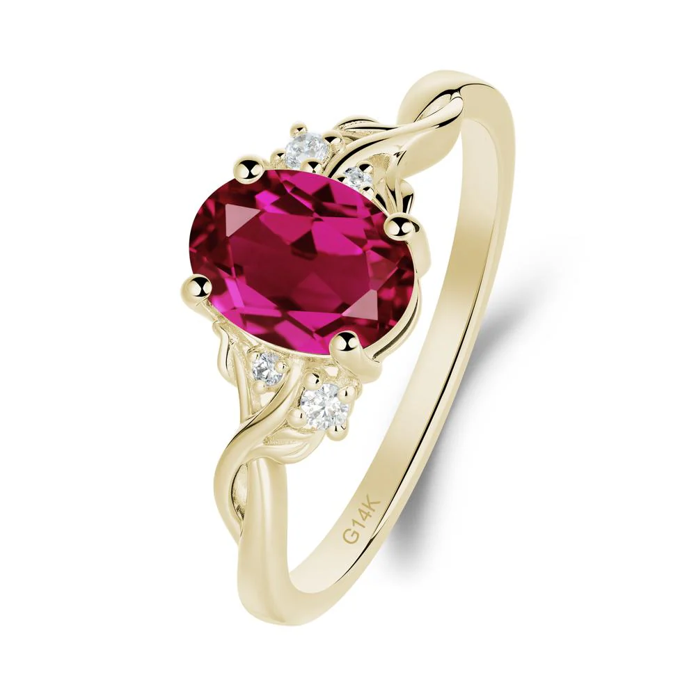 Leaf Inspired Twist Band Ruby Ring - Image 6