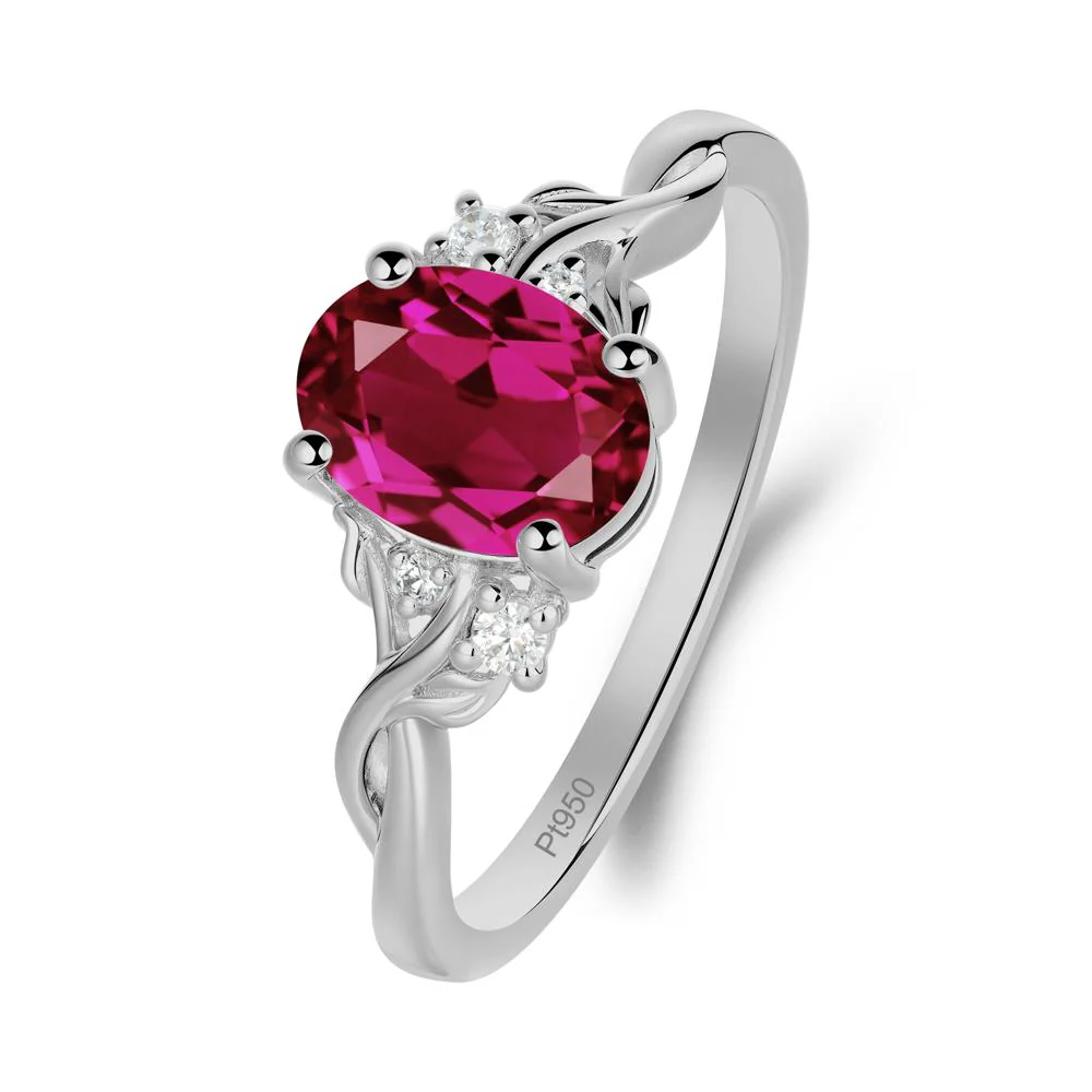 Leaf Inspired Twist Band Ruby Ring - Image 7