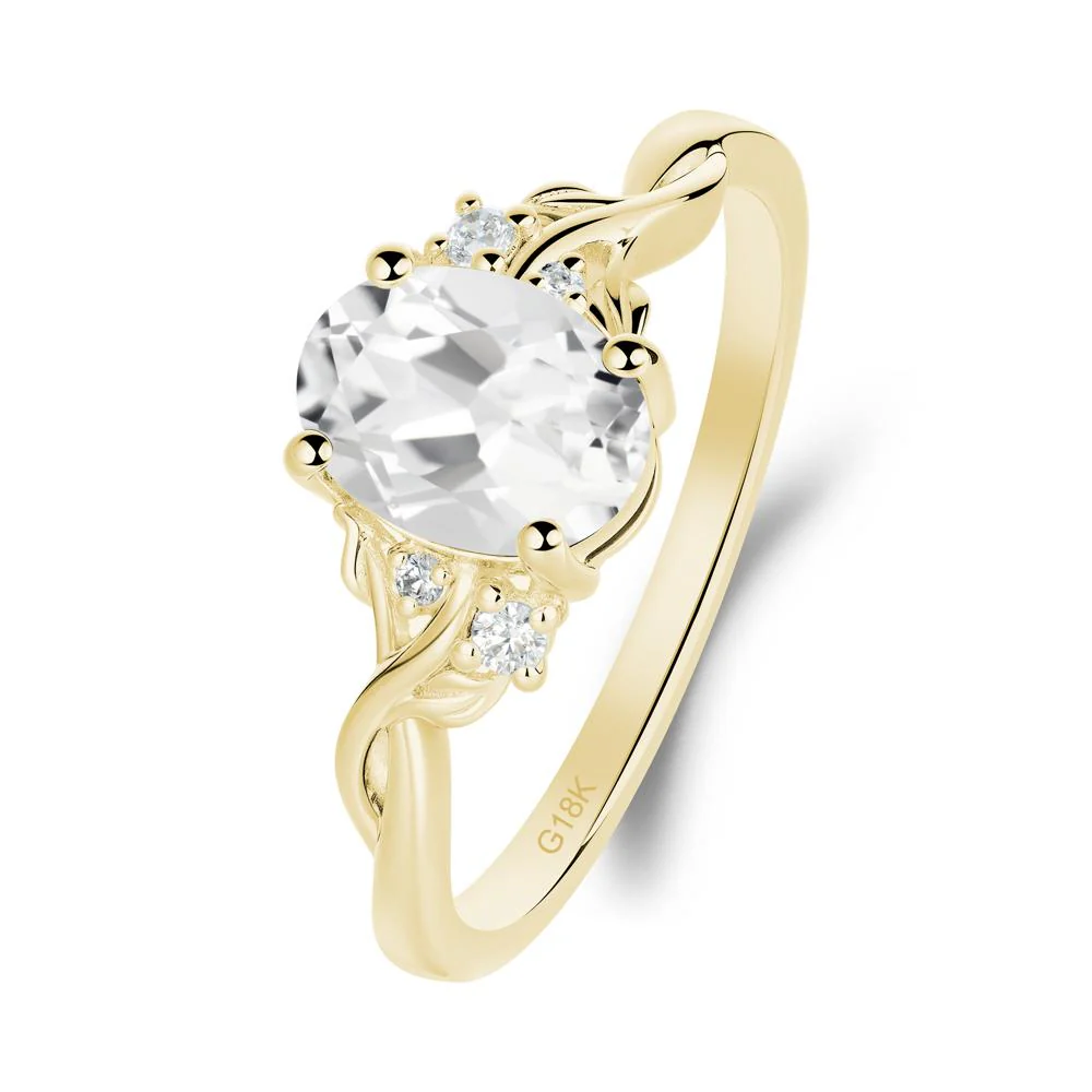 Leaf Inspired Twist Band White Topaz Ring - Image 6
