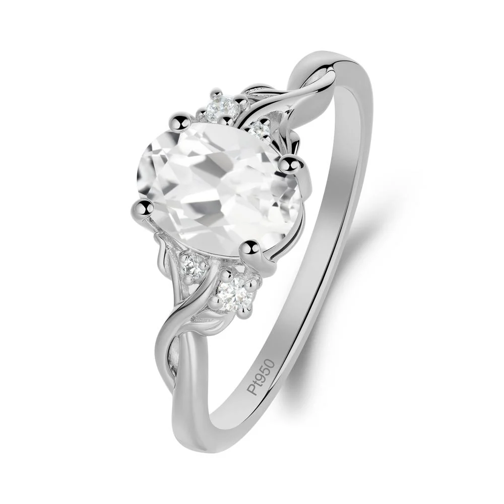 Leaf Inspired Twist Band White Topaz Ring - Image 7