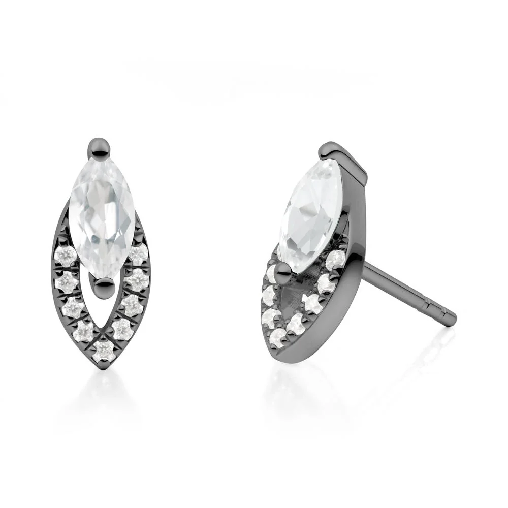 Leaf Inspired White Topaz Stud Earrings - Image 9