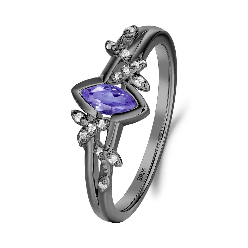 Leaf Marquise Tanzanite Ring with Split Shank - Image 2