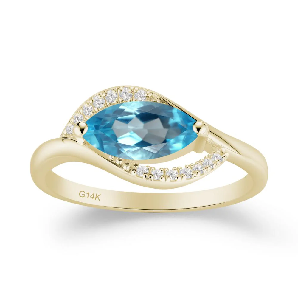 Leaf Swiss Blue Topaz Bypass Ring - Image 3