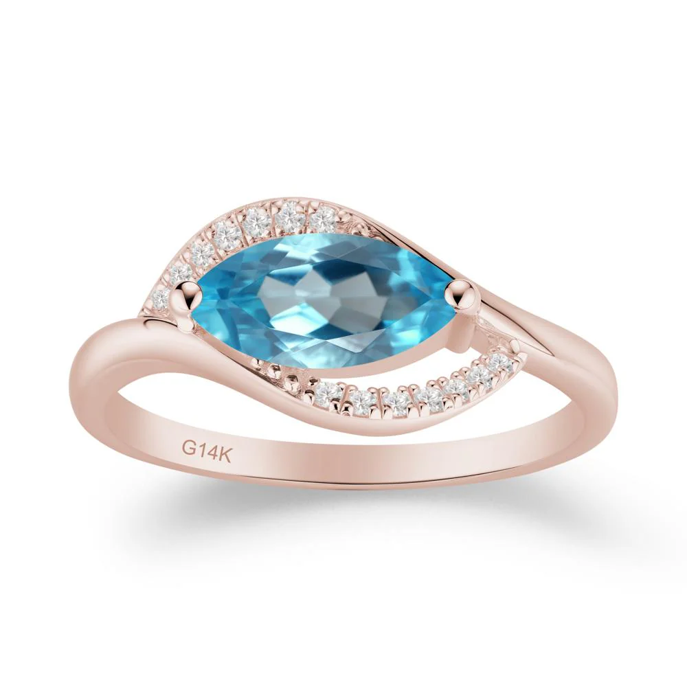 Leaf Swiss Blue Topaz Bypass Ring - Image 4