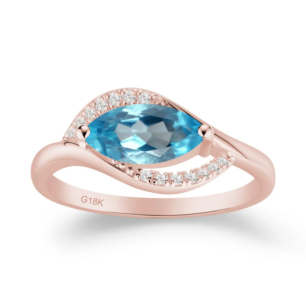 Leaf Swiss Blue Topaz Bypass Ring - Image 5
