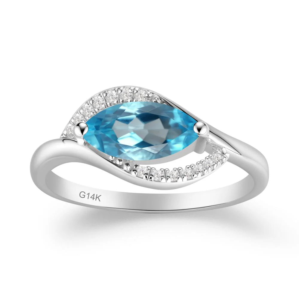 Leaf Swiss Blue Topaz Bypass Ring - Image 7