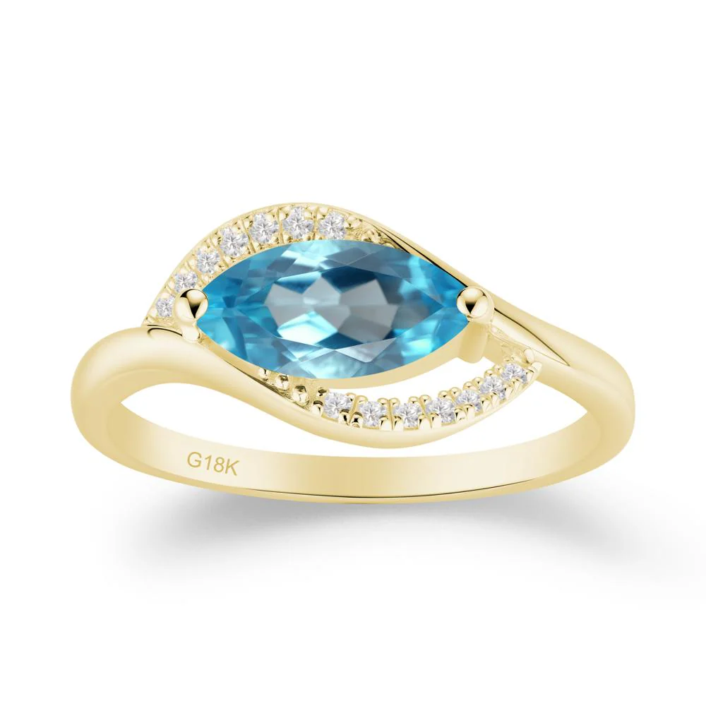 Leaf Swiss Blue Topaz Bypass Ring - Image 9