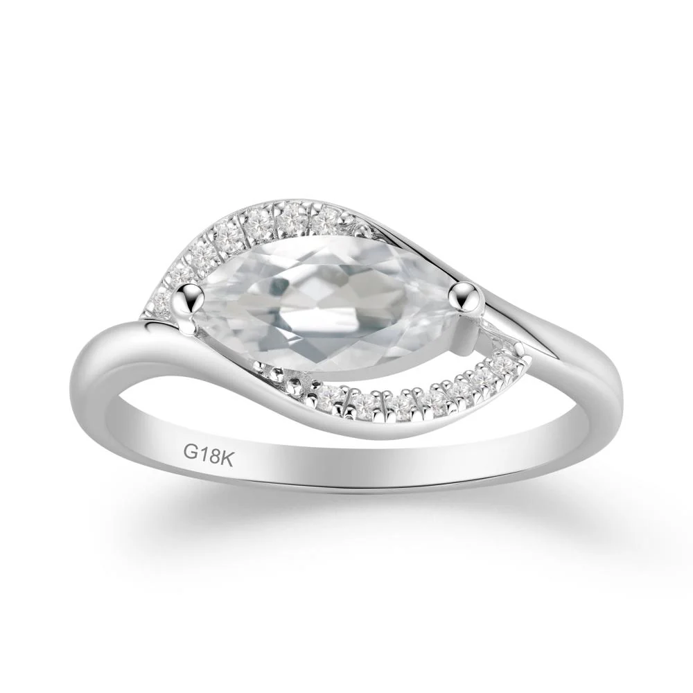 Leaf White Topaz Bypass Ring - Image 4