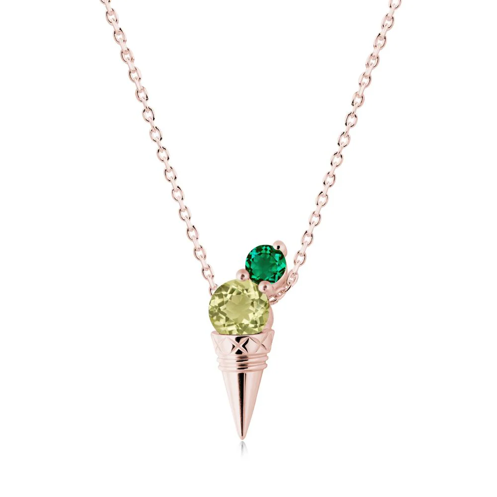 Lemon Quartz and Emerald Toi Et Moi Necklace - Image 6