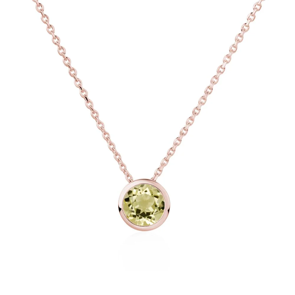 Lemon Quartz Bezel Solitaire Necklace - Image 4