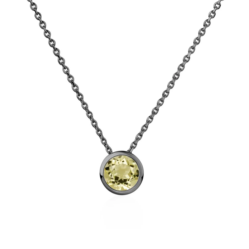 Lemon Quartz Bezel Solitaire Necklace - Image 7