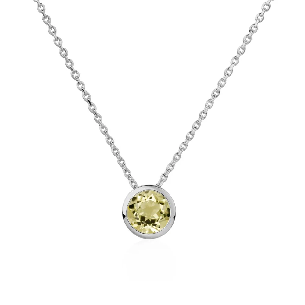 Lemon Quartz Bezel Solitaire Necklace - Image 9