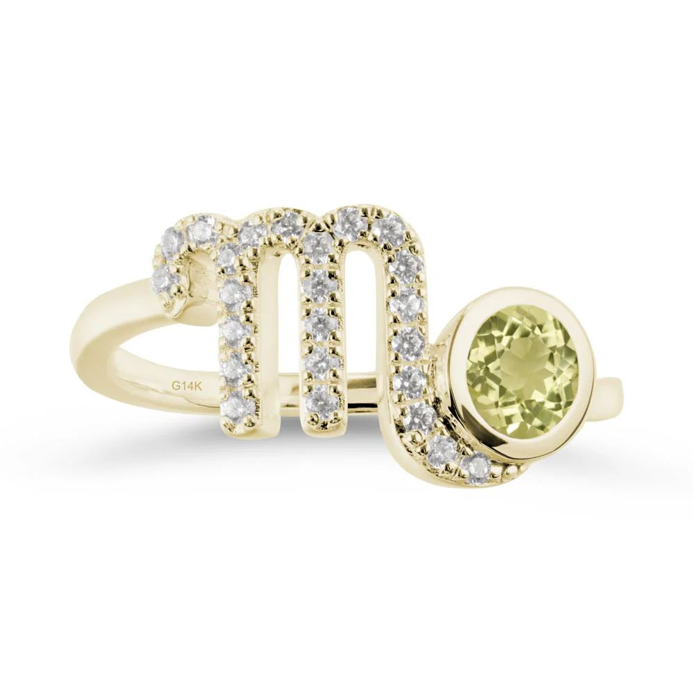 Lemon Quartz Bypass Scorpio Zodiac Ring-Resourceful & Brave - Image 3