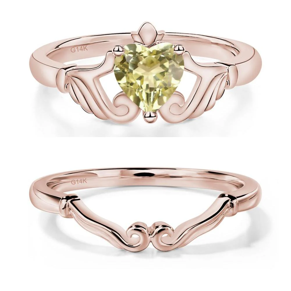 Heart Shaped Lemon Quartz Claddagh Ring - Image 11