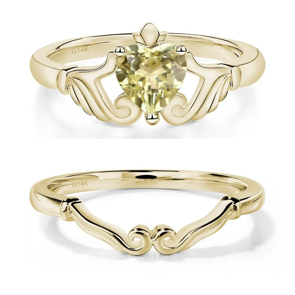 Heart Shaped Lemon Quartz Claddagh Ring - Image 15