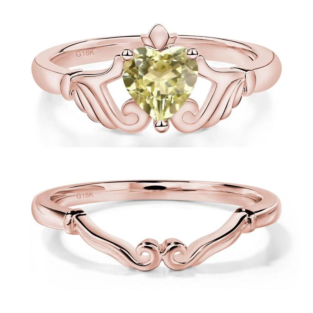 Heart Shaped Lemon Quartz Claddagh Ring - Image 17