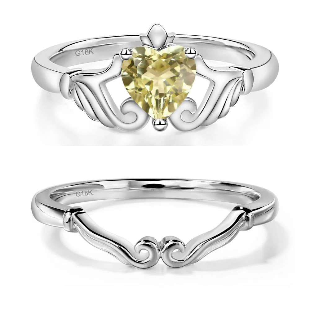 Heart Shaped Lemon Quartz Claddagh Ring - Image 19