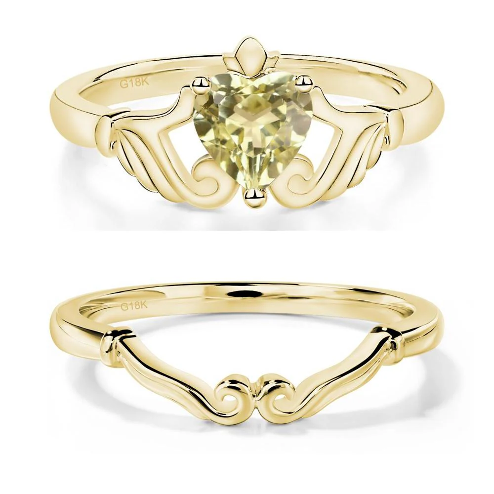 Heart Shaped Lemon Quartz Claddagh Ring - Image 21