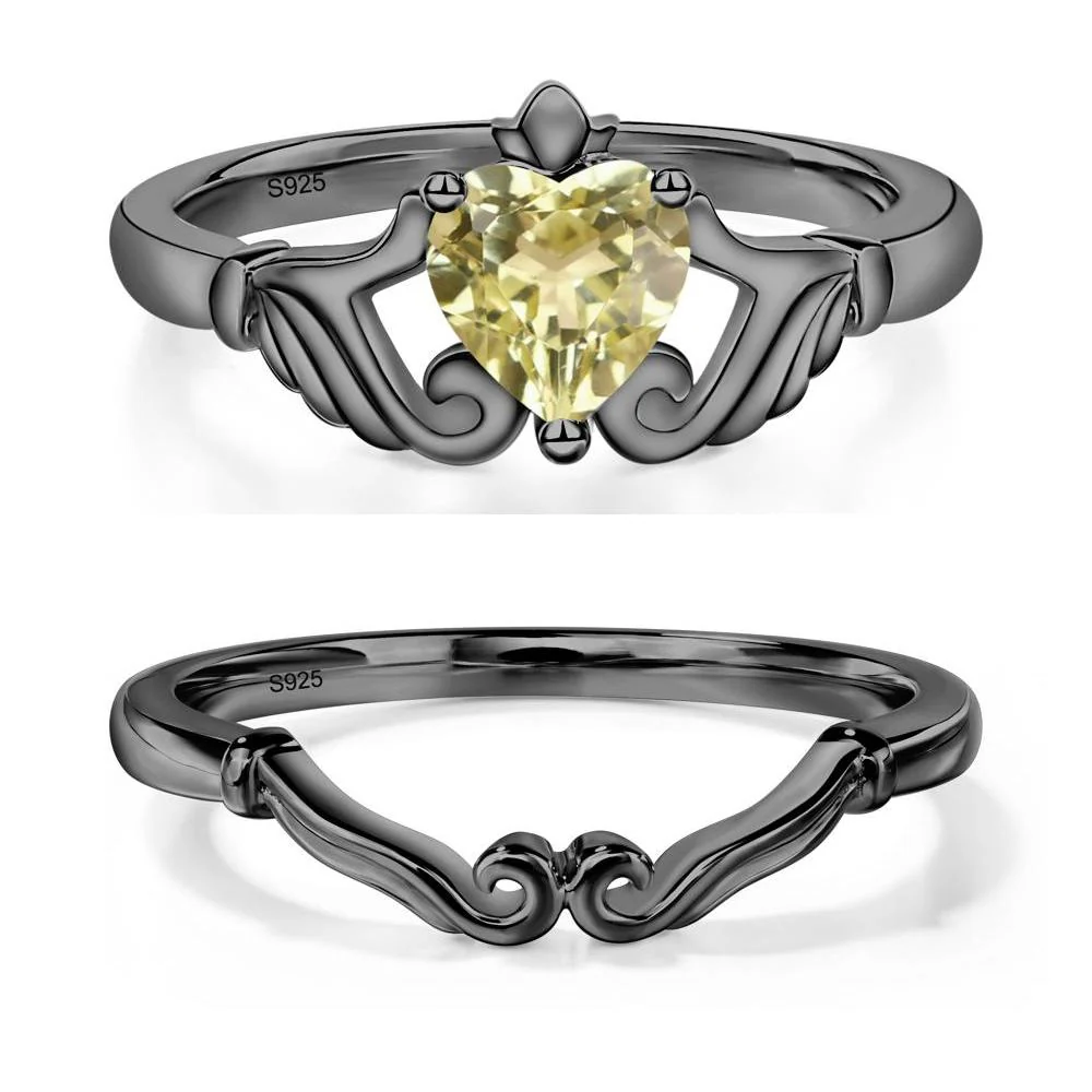 Heart Shaped Lemon Quartz Claddagh Ring - Image 23