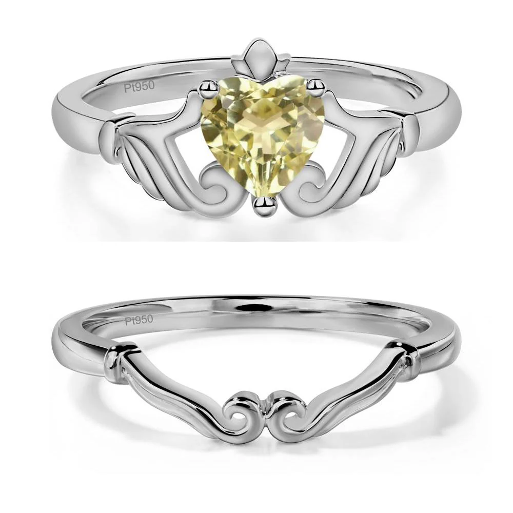 Heart Shaped Lemon Quartz Claddagh Ring - Image 25