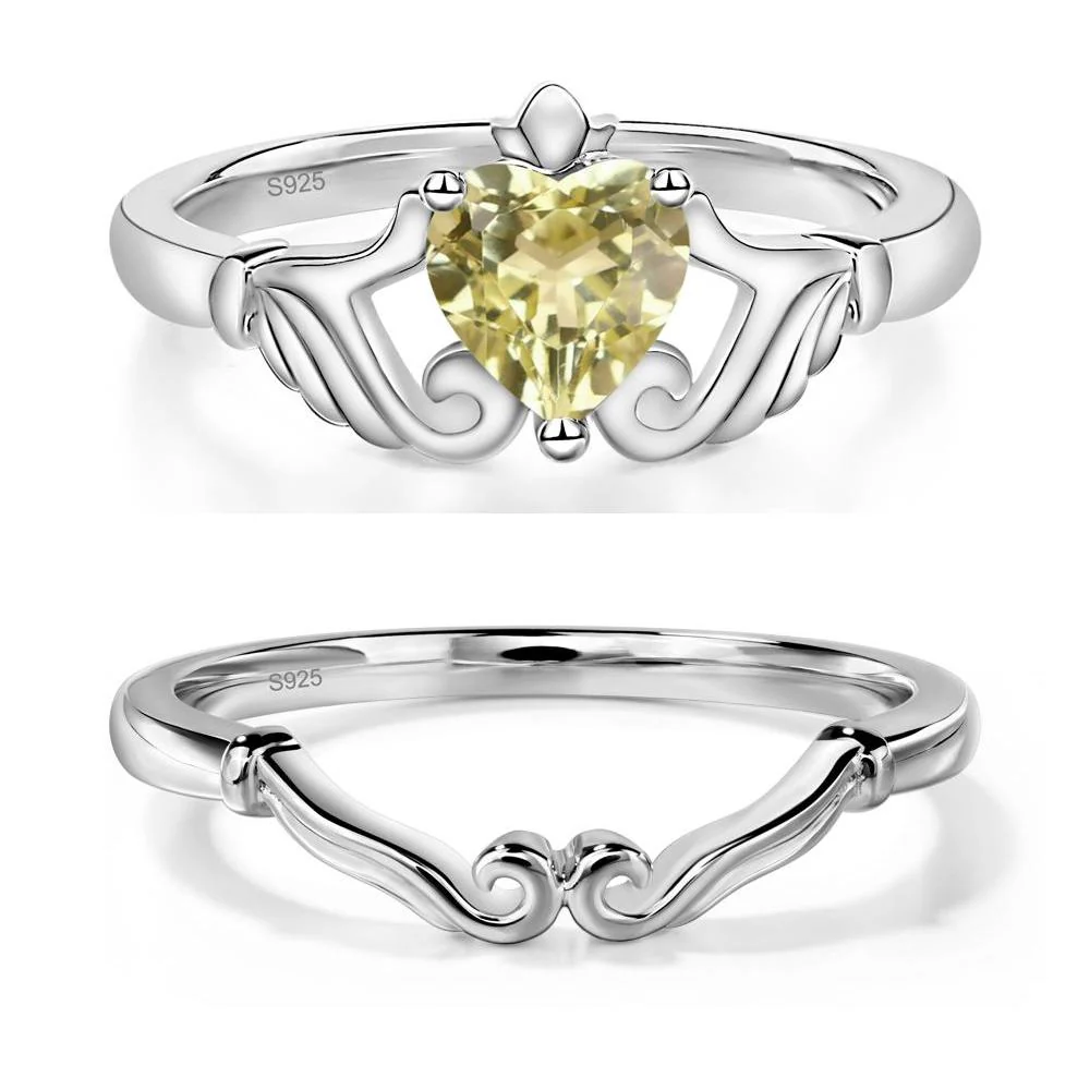 Heart Shaped Lemon Quartz Claddagh Ring - Image 27