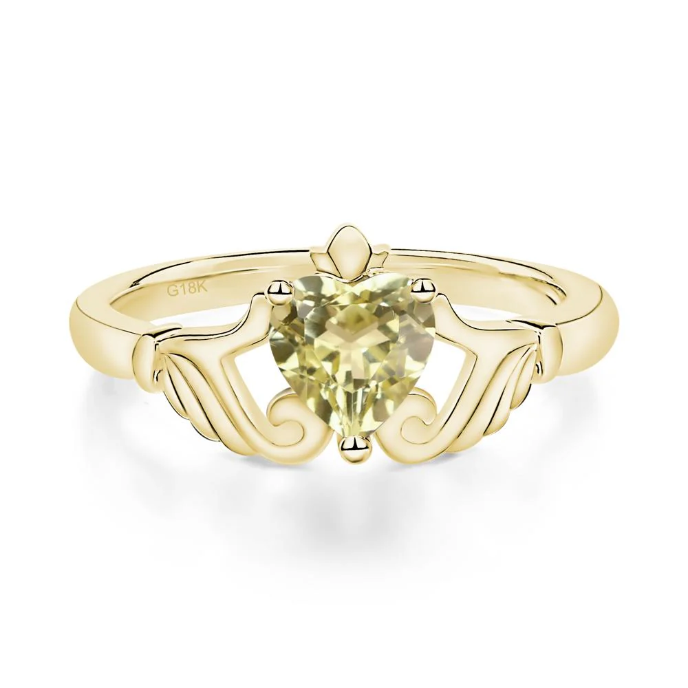 Heart Shaped Lemon Quartz Claddagh Ring - Image 7