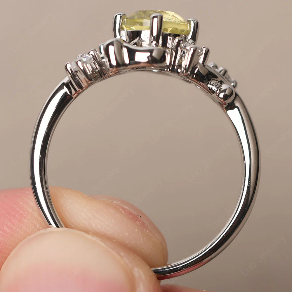 Lemon Quartz Intricate Engagement Ring - Image 4