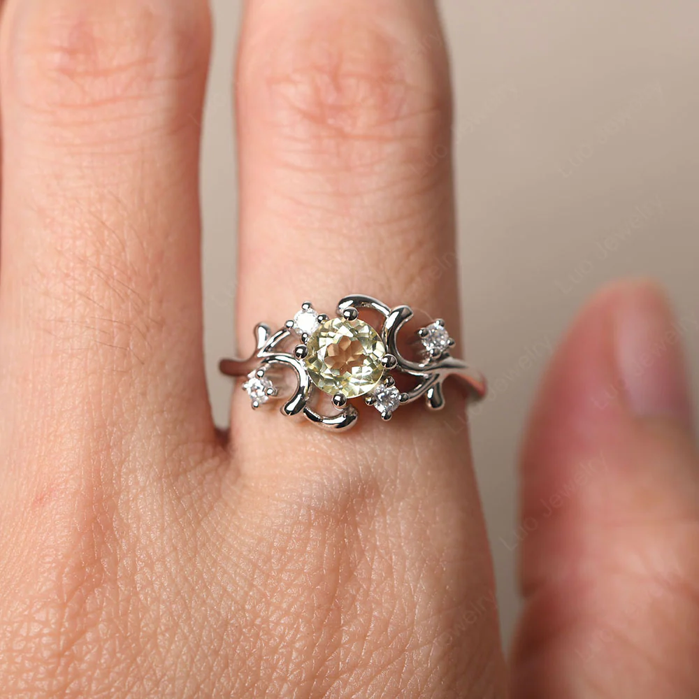 Lemon Quartz Intricate Engagement Ring - Image 5