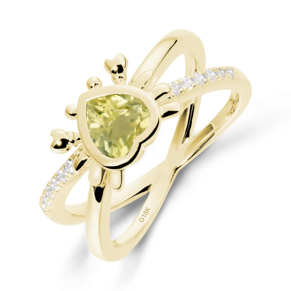 Lemon Quartz Criss Cross Double Band Crab Ring - Image 6