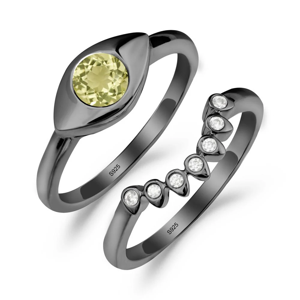 Lemon Quartz Evil Eye Ring Set