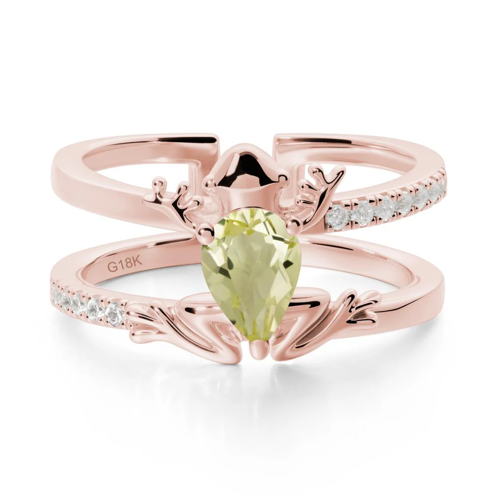Lemon Quartz Frog Double Band Ring - Image 5