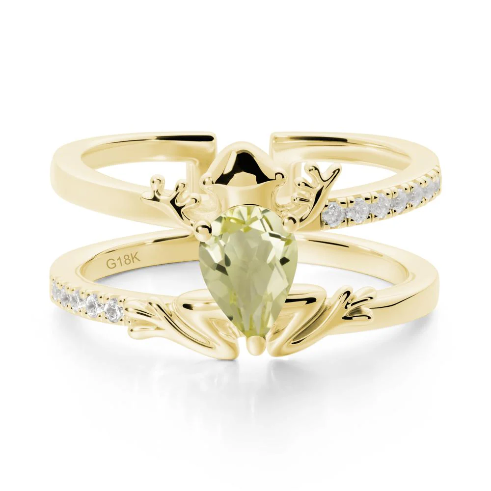 Lemon Quartz Frog Double Band Ring - Image 7