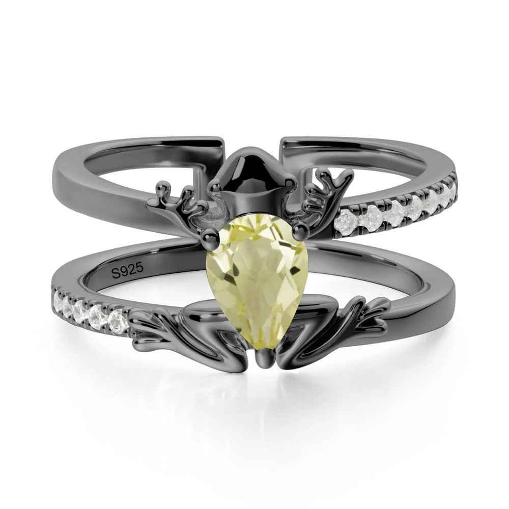 Lemon Quartz Frog Double Band Ring - Image 8