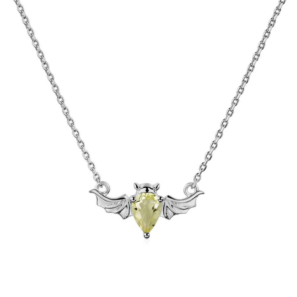 Lemon Quartz Gothic Bat Necklace - Image 8