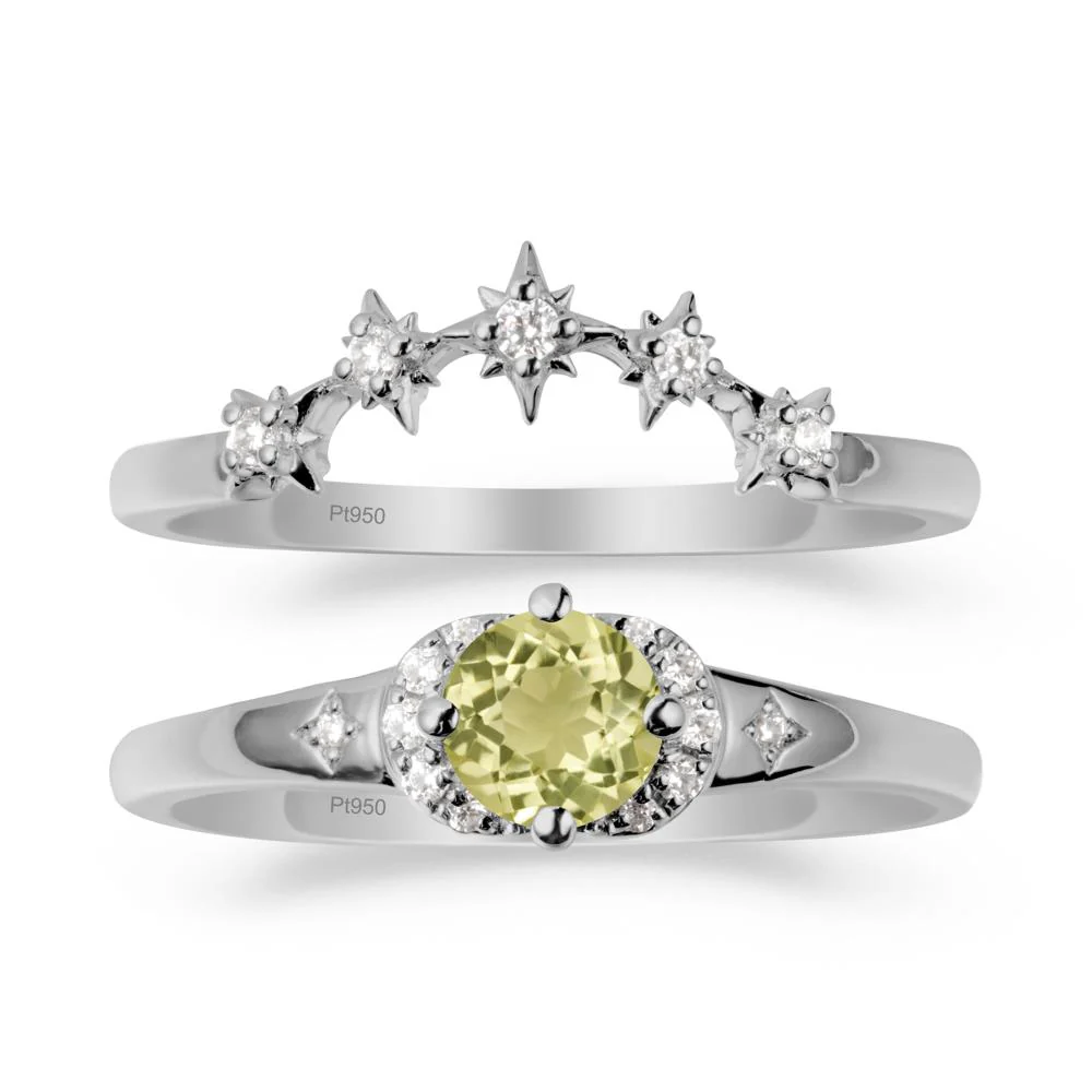 Lemon Quartz Halo and Star Crown Ring Set - Image 8