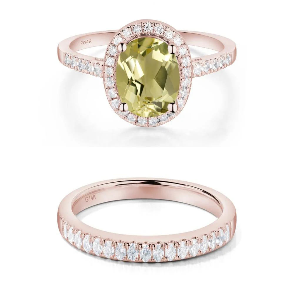 Oval Lemon Quartz Halo Ring - Image 11