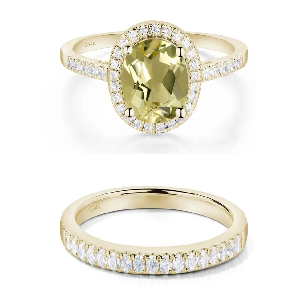 Oval Lemon Quartz Halo Ring - Image 15